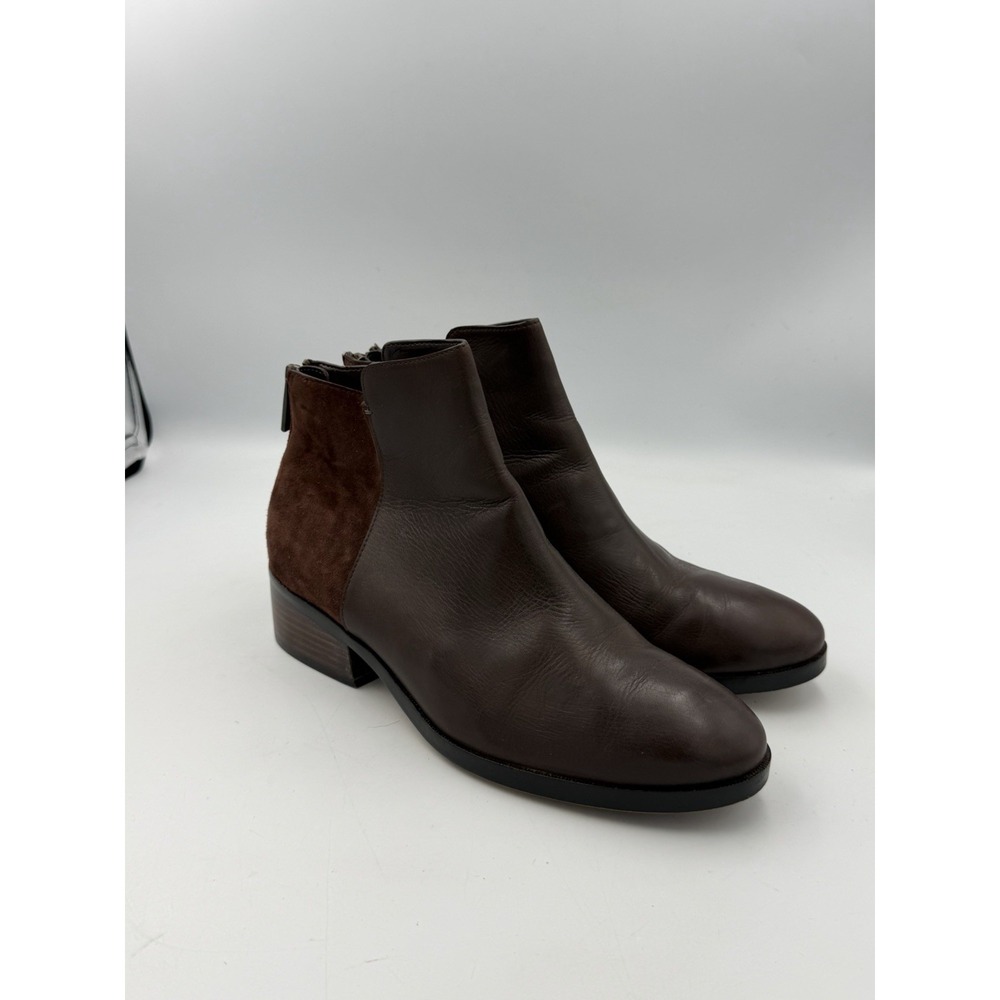 Cole Haan Signature Women's 8.5 B Brown Leather Suede Ankle Boots Back Zip